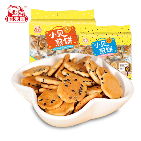 耶米熊小贝煎饼香脆迷你芝麻小饼干曲奇小吃休闲食品300g *10件